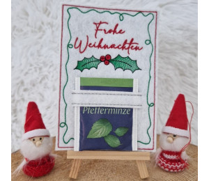 ADVENTSKALENDER 18. Dezember - Stickserie ITH Postkarte Teebeutel